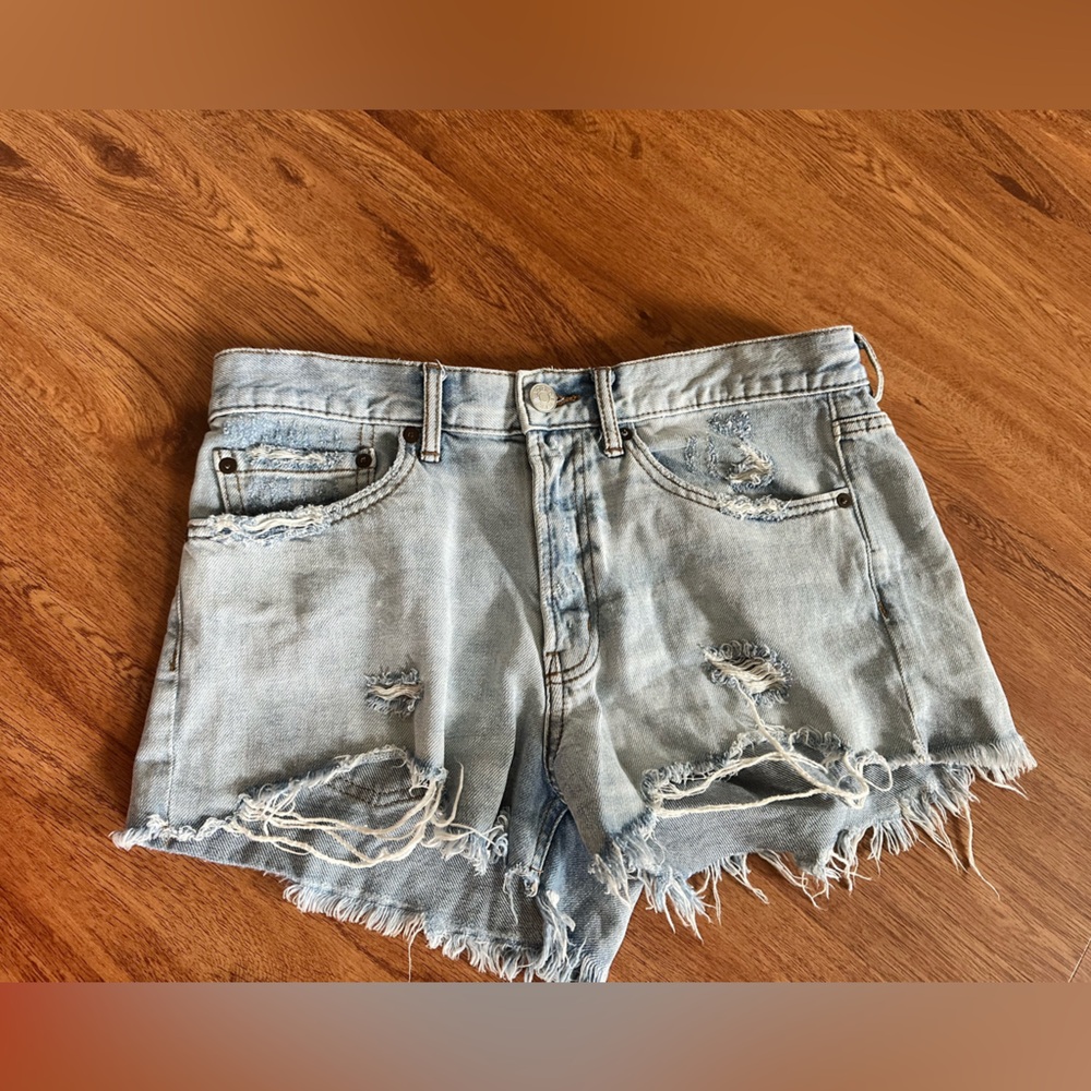BDG Light Blue Distressed Jean Shorts